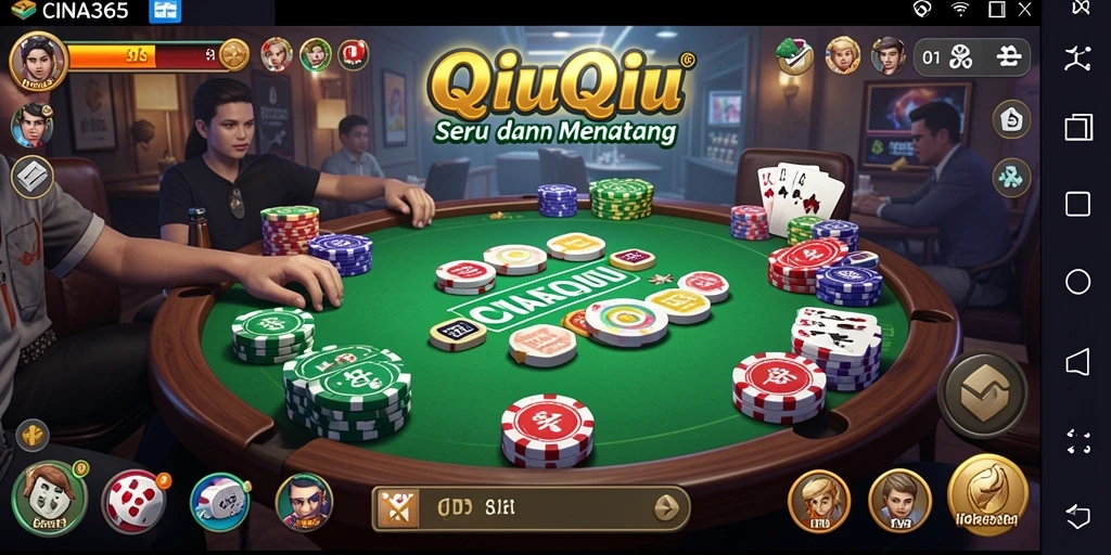 Tampilan gameplay seru di CINA365 dengan kartu QiuQiu.