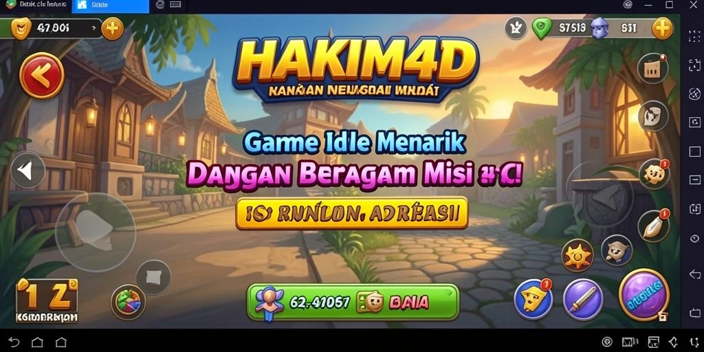 Tampilan gameplay HAKIM4D dengan karakter dan misi menarik.