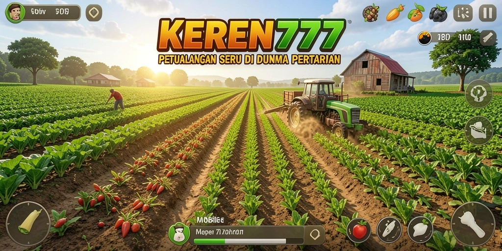 Tangkapan layar KEREN777 menampilkan aktivitas seru di pertanian.