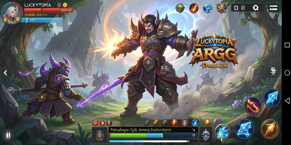 Tampilan gameplay LUCKYTOPIA yang penuh aksi dan strategi dalam ARPG.