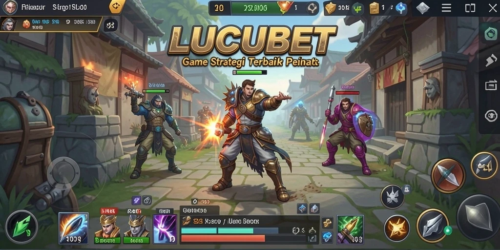 Screenshot gameplay <strong>LUCUBET</strong> menampilkan pertempuran epik dan manajemen sumber daya.