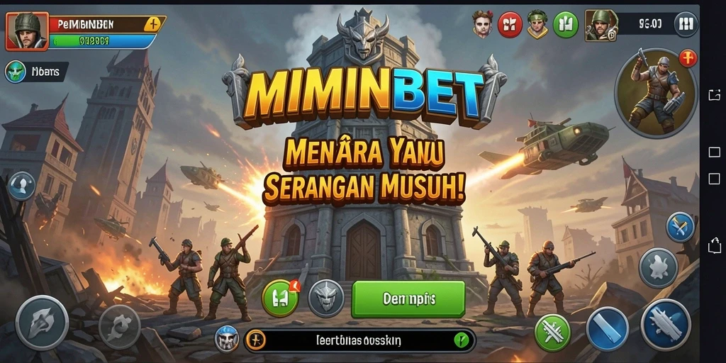 Tampilan gameplay MIMINBET menampilkan aksi menara bertahan yang seru dan menegangkan.