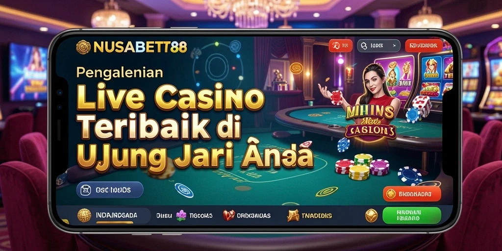 Tampilan gameplay NUSABET88 dengan dealer langsung dan suasana kasino.