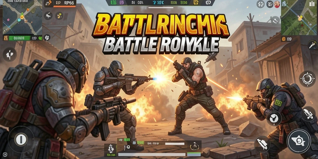 Tampilan gameplay RP66 yang intens dan mendebarkan dalam pertempuran Battle Royale.