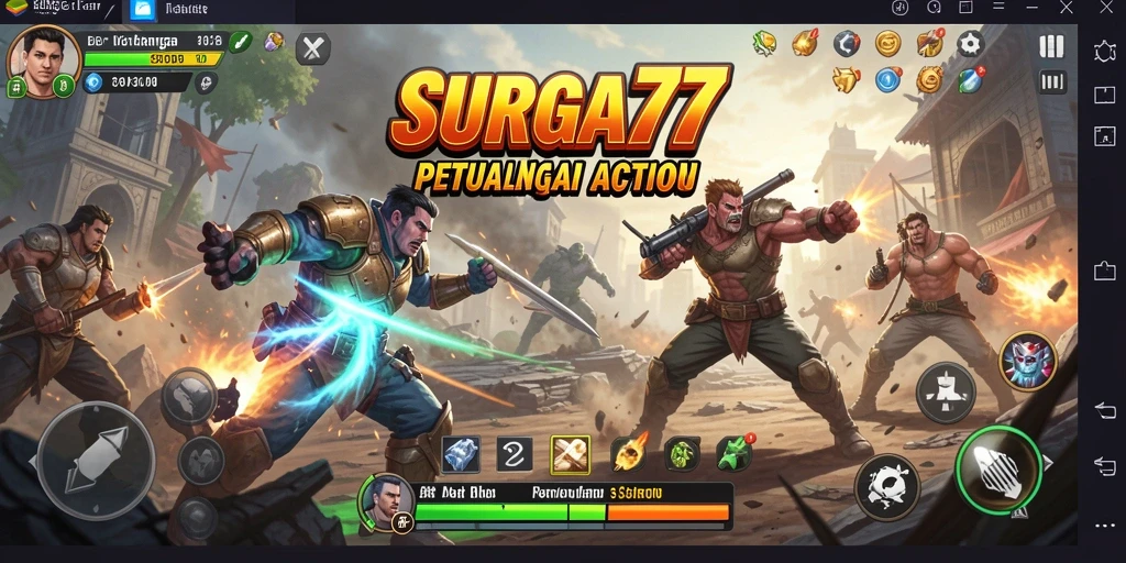Screenshot SURGA77 menampilkan aksi seru dalam pertempuran yang intens.