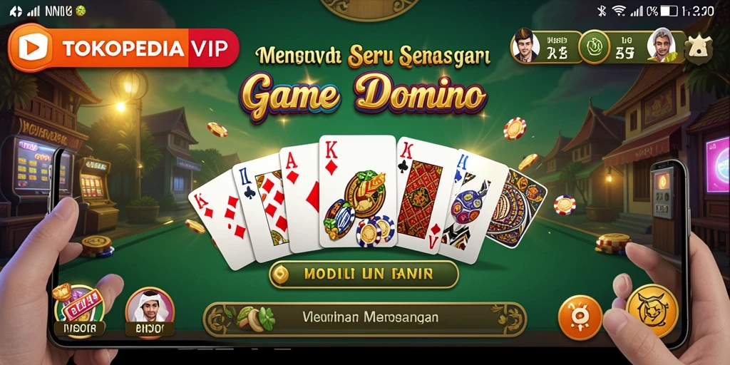Tampilan gameplay seru dari TOKOPEDIAVIP yang menampilkan tantangan Domino.