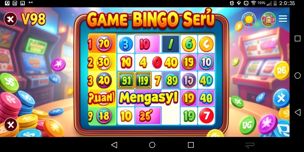 Tampilan gameplay Bingo yang seru dan menegangkan di V98.