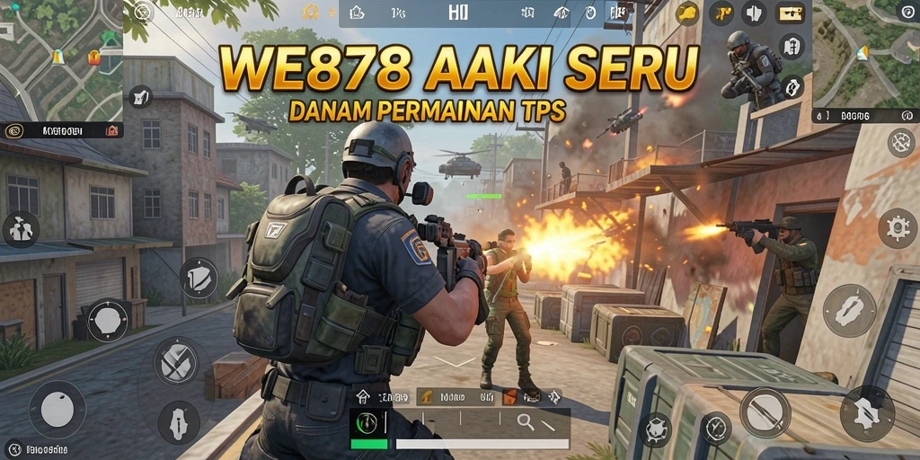 Screenshot gameplay WE878 menampilkan aksi pertempuran mendebarkan.